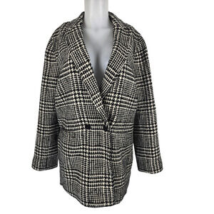 Talbots Stunning  Black White Houndstooth Wool Blend Women's Jacket 16 NWOT